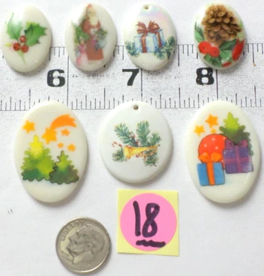 Cabochão camafeu 7 M-L porcelana colorido visco Natal Papai Noel presentes P18 - Imagem 1 de 4