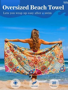 OCOOPA Microfiber Beach Towel Fast Drying Oversize Ocean Sand Free Extra soft - Picture 1 of 181