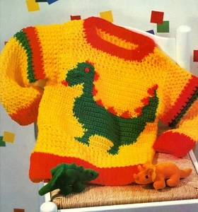 CUTE Kid's Dinsoaur Sweater/Crochet Pattern INSTRUCTIONS ONLY - Picture 1 of 1