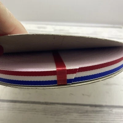 Red, White, and Blue Stripe Grosgrain Ribbon 1/2”wide x 50 yards, Offray - Image 1 of 4