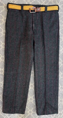 LL Bean Men’s Wool Blend Sz 40 Gray Red Checked Pants w/belt - Image 1 of 4