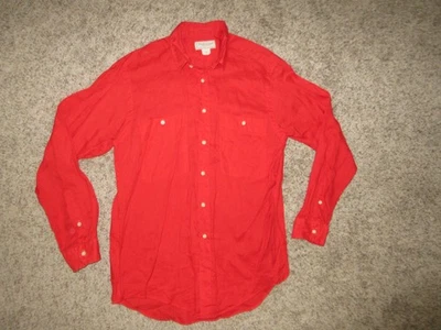 VTG Paul Stuart 100% Linen Dress Shirt Men Medium Red Button Front  Made In USA - Image 1 of 4