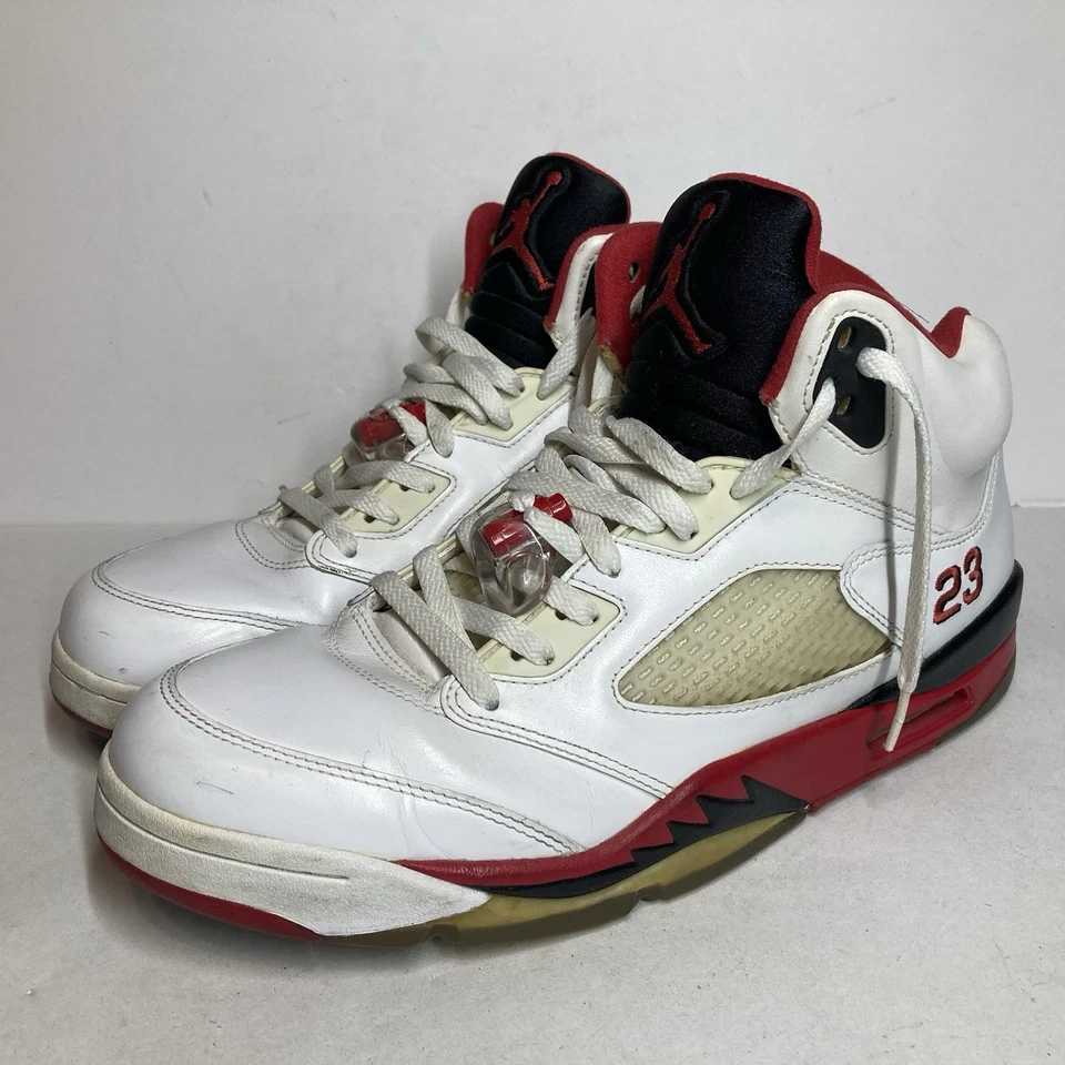 Zapatillas Hombre Talla 11 Air Jordan 5 Retro Rojo Fuego 2013 130627-120 Blanco Negro Foto 1 de 4