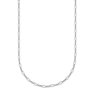 Platinum 2.4mm Oval Cable Rolo Link Chain Necklace - Picture 1 of 55