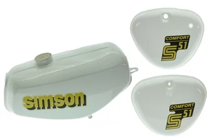 Tank Set WEIß mit Seitendeckel S51, S70, versiegelt, mit Aufkleber Simson - Bild 1 von 1