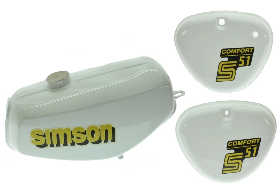 Tank Set WEIß mit Seitendeckel S51, S70, versiegelt, mit Aufkleber Simson - Bild 1 von 1