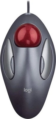 Logitech Marble Optical Trackball Mouse - Gray/Red (904360-0403) - Image 1 of 4