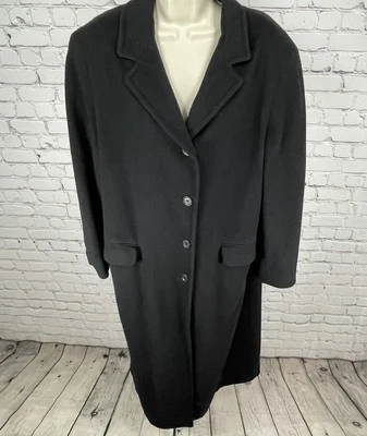 VTG Brooks Brothers Black 100% Wool Classic Buttoned Long Over Coat Size Large L - Image 1 of 4
