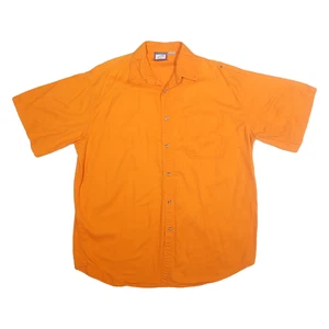 CADRE ATHLETIC Mens Orange Cotton Shirt 2XL Short Sleeve Button Up Casual Wear - Picture 1 of 6