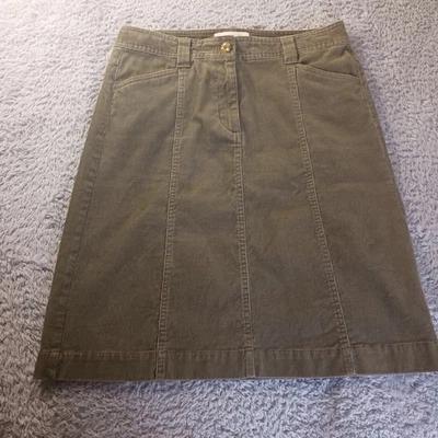 Falda de pana Talbots verde oliva midi calce recto para mujer 6P otoño clásico Foto 1 de 4