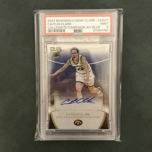CAITLIN CLARK AUTO PSA 9 2024 BOWMAN U NOW CLGT CAMPAIGN RARE ROOKIE BLUE RC /35 - Picture 1 of 2