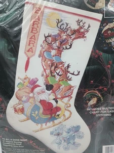 bucilla cross stitch kit 83225 Stocking To All A Good Night - Picture 1 of 4