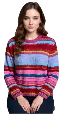 Suéter colorido de algodón a rayas talla grande Karen Scott para mujer Foto 1 de 4