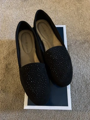 NWT New Karen Scott Morey Faux Suede Black Sparkle Loafer Flats Sz 9 - Image 1 of 4