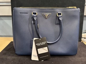 Prada Saffiano Borsa Grande Galleria Doppia Zip Blu LS(348569) - Foto 1 di 19