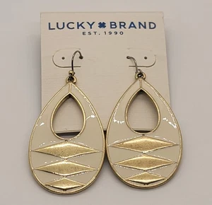 Pendientes colgantes calados de esmalte blanco tono dorado Lucky Brand - Imagen 1 de 5