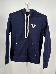 True Religion Classic Logo Zip Up Hoodie Herren L blau Grafikdruck Streetwear - Bild 1 von 6