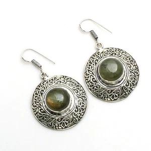 Labradorite Gemstone Handmade Drop Dangle Earrings Jewelry Gift 1.72" AE-95468 - Picture 1 of 1