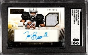 Panini Playbook Tim Brown 2015/5 parche Prime materiales de firma automática SGC 8 - Imagen 1 de 2