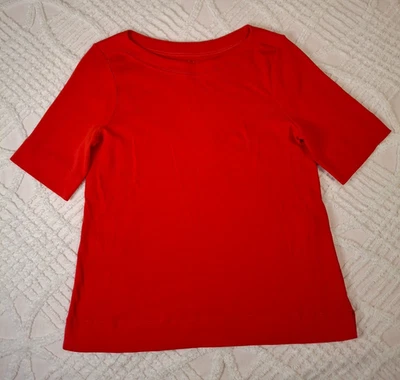 Camiseta Chico's Talla 1 Mediana Naranja/Rojo 100% Algodón Pima Ultimate Cuello Barco Foto 1 de 4