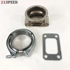 Adaptador de brida de banda en V de 3" a T3 4 pernos + abrazadera + junta - Imagen 1 de 12