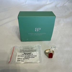 Bomb Party Ring New In Box Sz 8 RG42054 Ruby Fused With Quartz Gold Played $134 - Picture 1 of 6