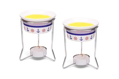 Nantucket Seafood Ceramic Butter Warmers, Nautical Design, Set of 2 - Image 1 of 4