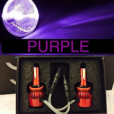 PURPLE H11 2 Led Headlight Conversion Bulbs Fit Kenworth W990 2019-2025 Low Beam - Image 1 of 4