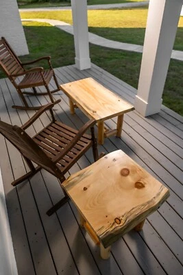 Rustic Pine and Cedar Log Coffee and End Table Set Cabin Furniture Live Edge  - Image 1 of 4