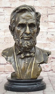 Wunderschöne Vintage Stil Bronze Abraham Lincoln Büste Figur Geschenk Deko Figur - Bild 1 von 9