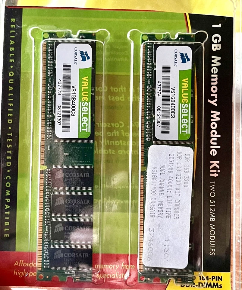 Corsair Value Select (DDR-400) 1 GB DIMM 400 MHz PC3200 DDR Memory (VS1GBKIT400) - Image 1 of 1