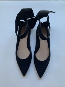 CHRISTIAN DIOR---La BELLE D—ANKLE WRAP BLACK SUEDE PUMP —US SIZE 9-UK SIZE 38 - Picture 1 of 9