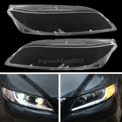 Par de cubiertas de lámpara de lente transparente para faros derecho izquierdo policarbonato para Mazda 6 03-08 Foto 1 de 4