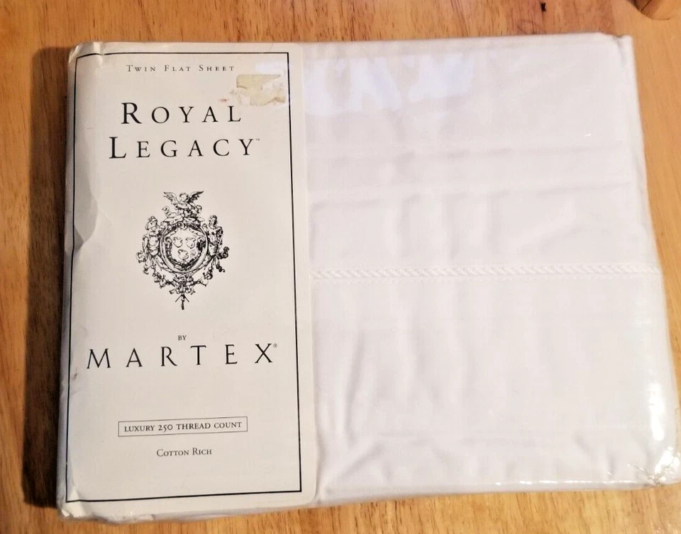 MARTEX Royal Legacy Luxury Cotton Rich White Twin Size Flat Sheet