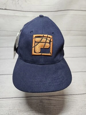 Винтажная бейсбольная кепка FILA с регулируемым ремешком сзади 1990-е — новая из старых запасов — темно-синий/бронзовый цвет - Изображение 1 из 4