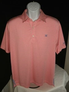 Bald Head Pink Striped Poly/Spandex Blend S/S Polo Shirt Sz  M "ArrowHead Ranch" - Picture 1 of 10