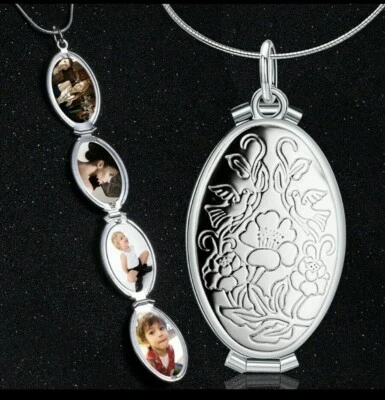 4 Contenedores Ovalado ORO Plata Foto Imagen Locket Colgante Cadena Collar 630 Foto 1 de 4