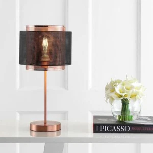 JONATHAN Y Metal LED Table Lamp 19.75"X10" Tiffany Contemporary Round Copper - Picture 1 of 6