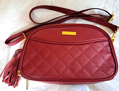 Bolso Bandolera Joy & Iman CUERO Rojo Diamante Teléfono Cartera 2 Lados 4 Secciones 10" Foto 1 de 4