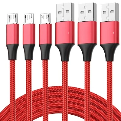 Paquete de 3 cables de carga rápida cargador micro USB para teléfono Samsung Android EE. UU. Foto 1 de 4