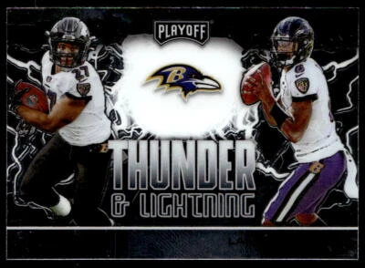 2020 Panini Playoff Lamar Jackson Thunder Lightning Baltimore Ravens - Image 1 of 2