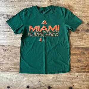 EUC Adidas Miami Hurricanes University College Tee Cotton T-Shirt Size SMALL - Picture 1 of 4