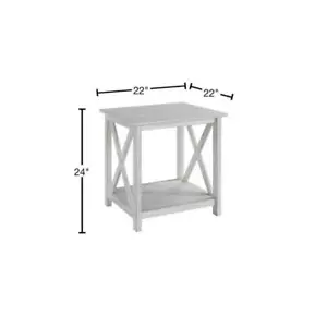 Boraam End Table 24" H X 22" W, Wood Frame Material Square In Antique White - Picture 1 of 5