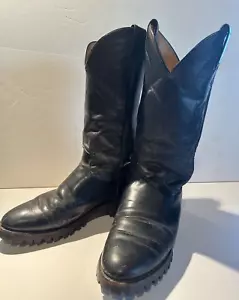Justin Leder Roper Cowboystiefel schwarz Herren Größe 8 1/2 4267 runde Spitze Vibram - Bild 1 von 8