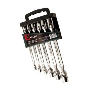 E-CAR Taiwan 8-19mm 6pc Hinged Swivel Flex Double Head Socket Saltus Wrench - Picture 1 of 4