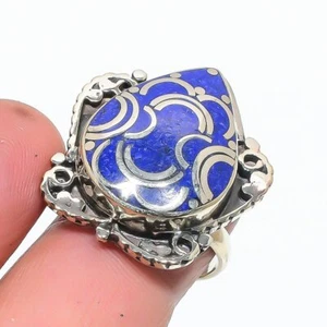 Lapis Lazuli Gemstone Adjustable Ring Tibetan Silver Gift Nepali Jewelry NR 3190 - Picture 1 of 7