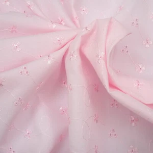 Poly Cotton Broderie Anglais- 112cm/44" Wide - Pink - 3 Hole - £5.99mt - Picture 1 of 2