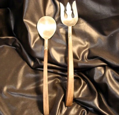 Juego de ensalada de madera esterlina MÉXICO tenedor y cuchara HCV D.F. Foto 1 de 4