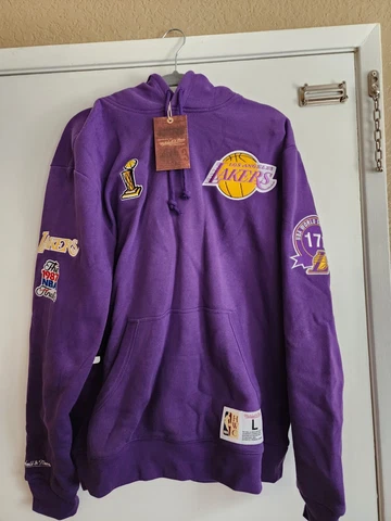 Los Angeles Lakers Mitchell & Ness CHAMPIONS CITY HOODIE PURPLE Men's Large *NEW Cover