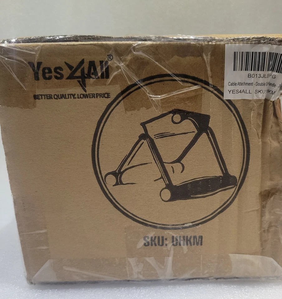 Yes4All Double Grip Rotating Handle With Rubber Cover Cable Attachment Black NEW - Image 1 of 4